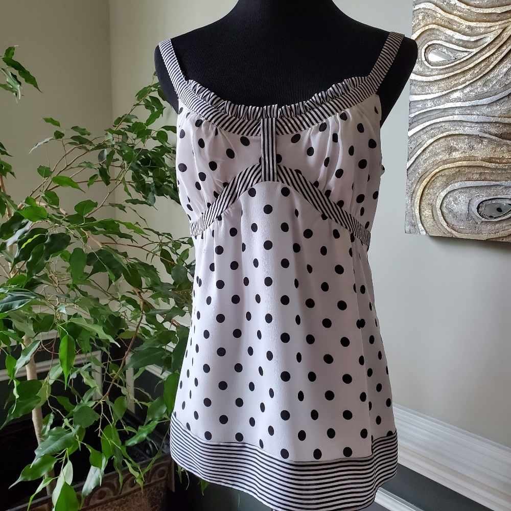 Ann Taylor Loft White and Black Top